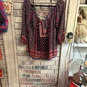 Ella Moon Ladies med purple/blue/rust peasants top